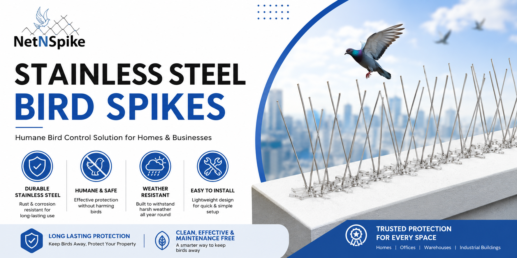 stainless steel bird spikes